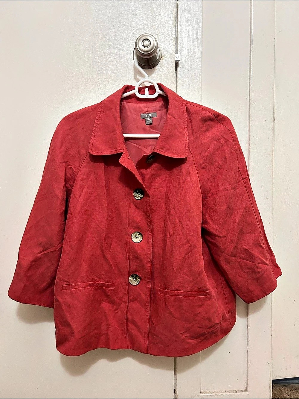 J.Jill salmon pink orange Silk Linen Jacket Like New